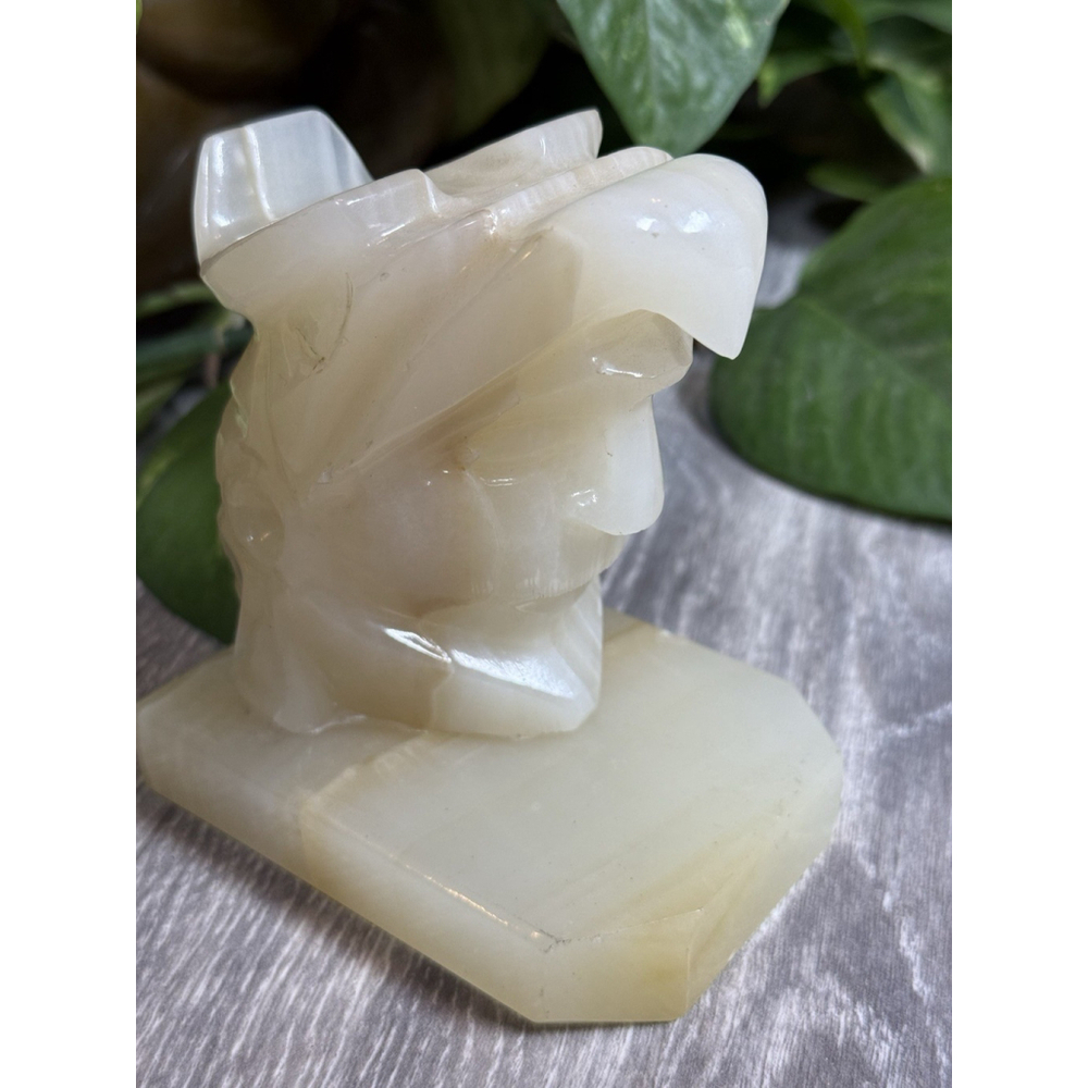 Vintage Carved Aztec Mayan Stone Bookend Onyx Marble MCM Statue Sculpture ONE